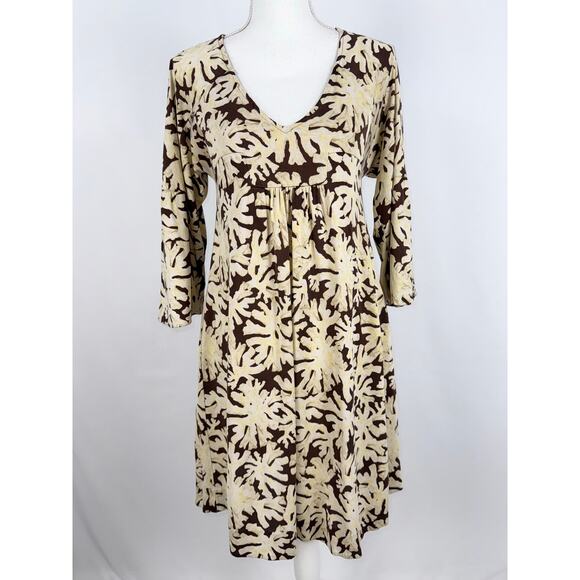 Diane Von Furstenberg Women's Silk Printed Baby Doll Mini Dress Size 2 Brown - Picture 1 of 11